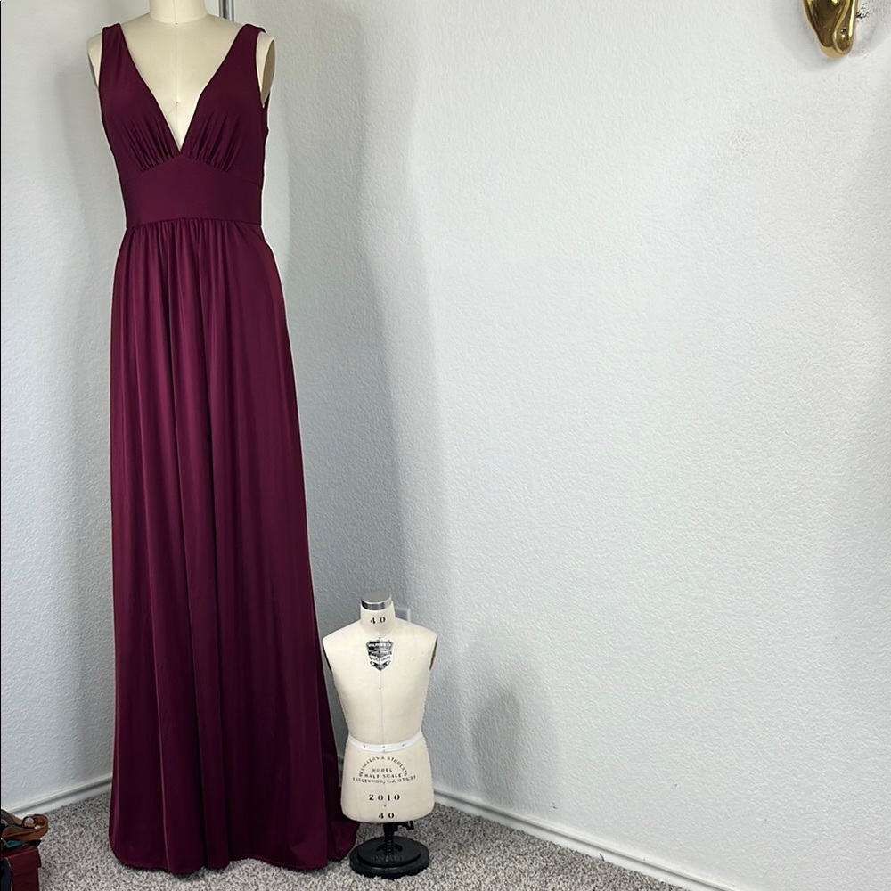 La Femme 28547 Dark Berry V Neck Slit Gown Evening Prom Dress REVOLVE Nordstrom